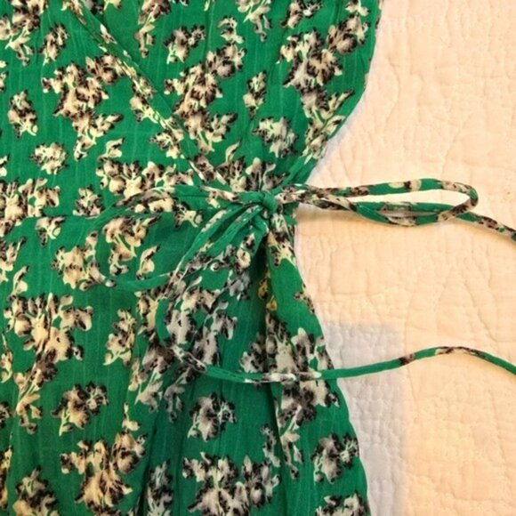 The Fifth Label Women's Wrap Maxi Dress Size XS Green Floral Ruffle Hem Boho - Picture 5 of 15